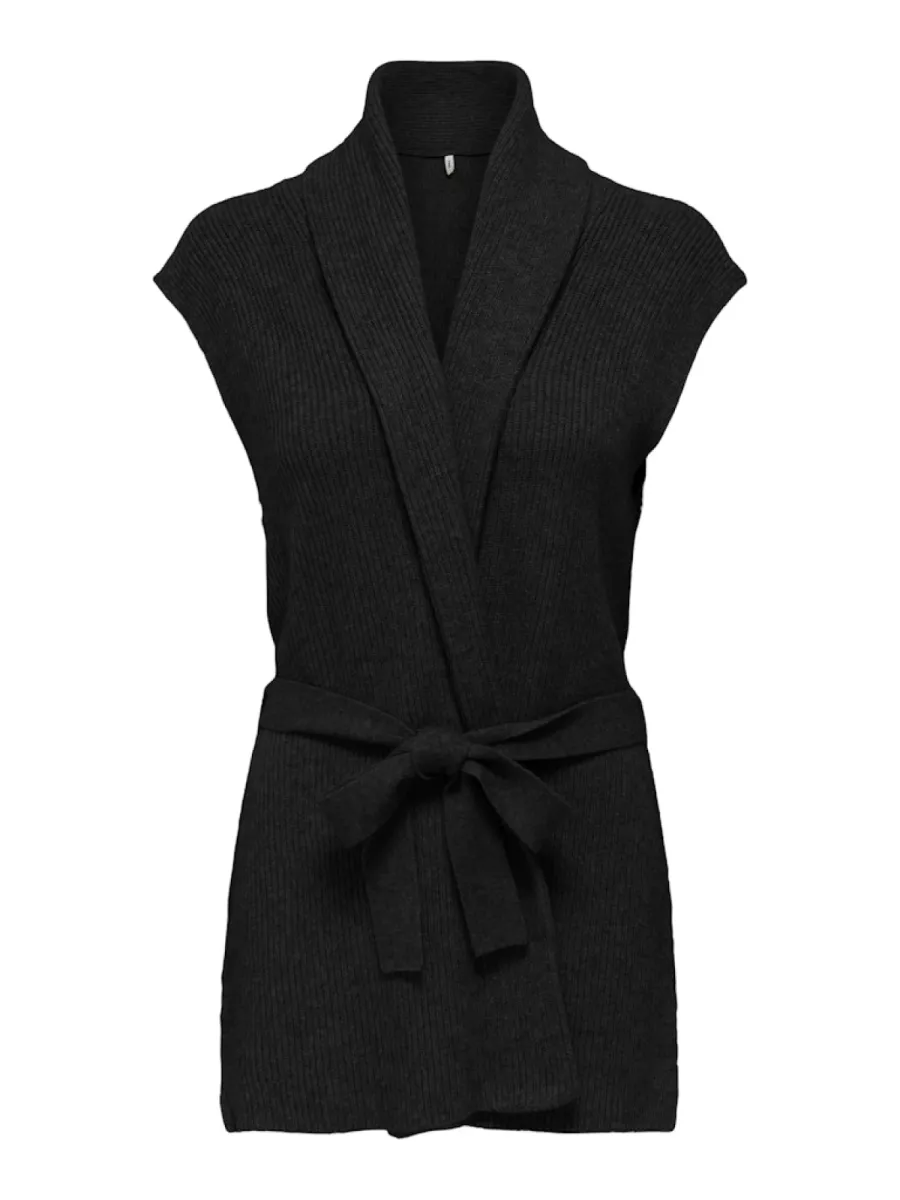 ONLY-ONLKATIA SL RIB LONG VEST CC KNT-15350690-Black-BLACK