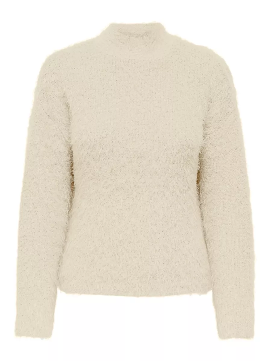 ONLY-ONLLULU LS RIB HIGHNECK CC KNT-15350651-Cloud Dancer-CREME