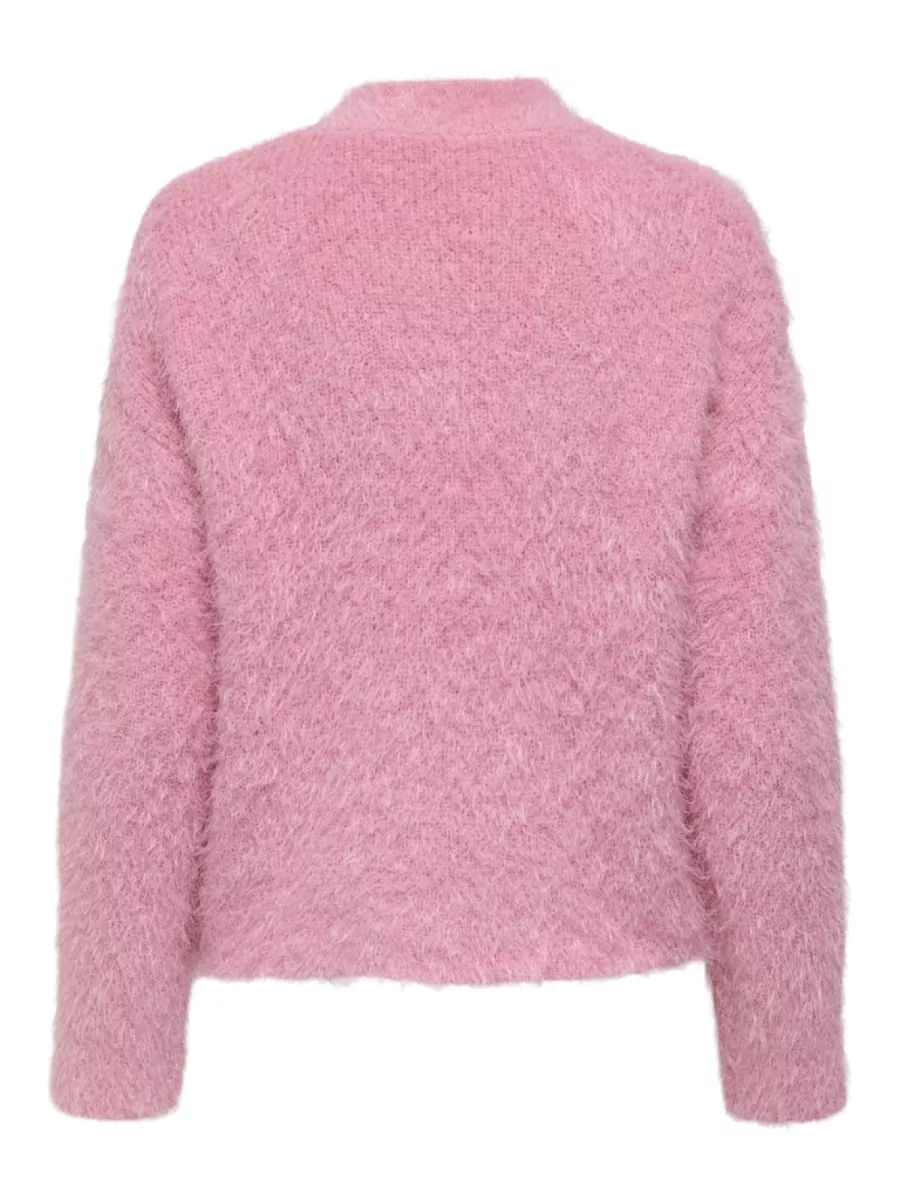 ONLY-ONLLULU LS RIB HIGHNECK CC KNT-15350651-Sea Pink-PINK