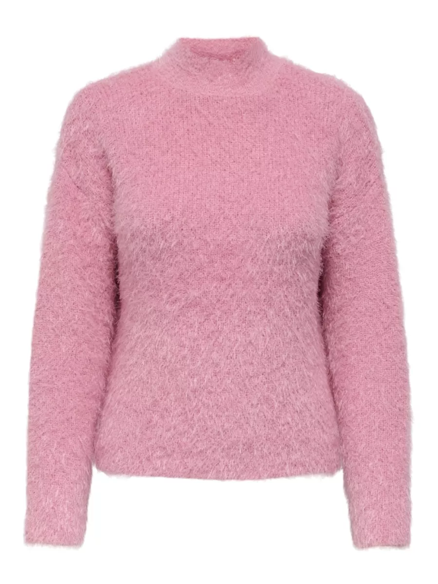 ONLY-ONLLULU LS RIB HIGHNECK CC KNT-15350651-Sea Pink-PINK