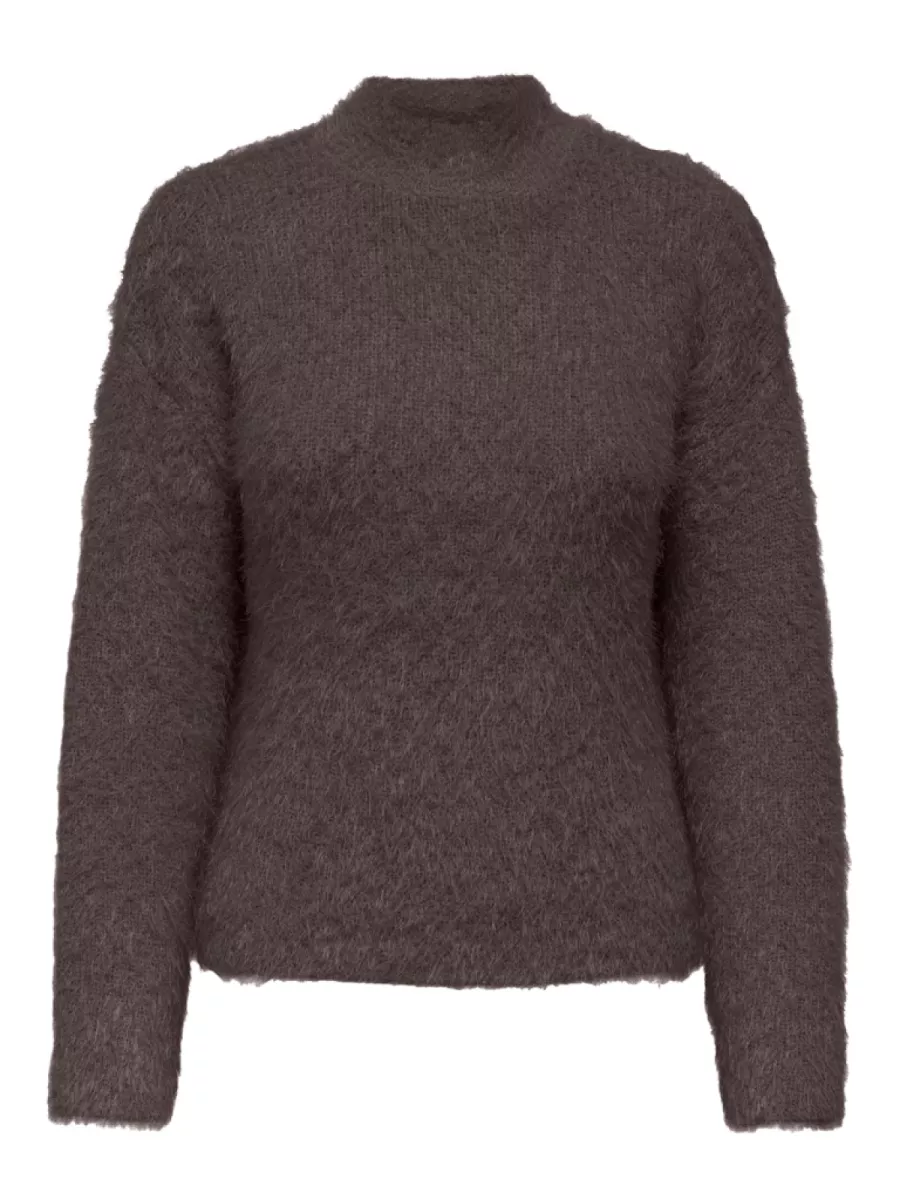 ONLY-ONLLULU LS RIB HIGHNECK CC KNT-15350651-Seal Brown-BRUIN
