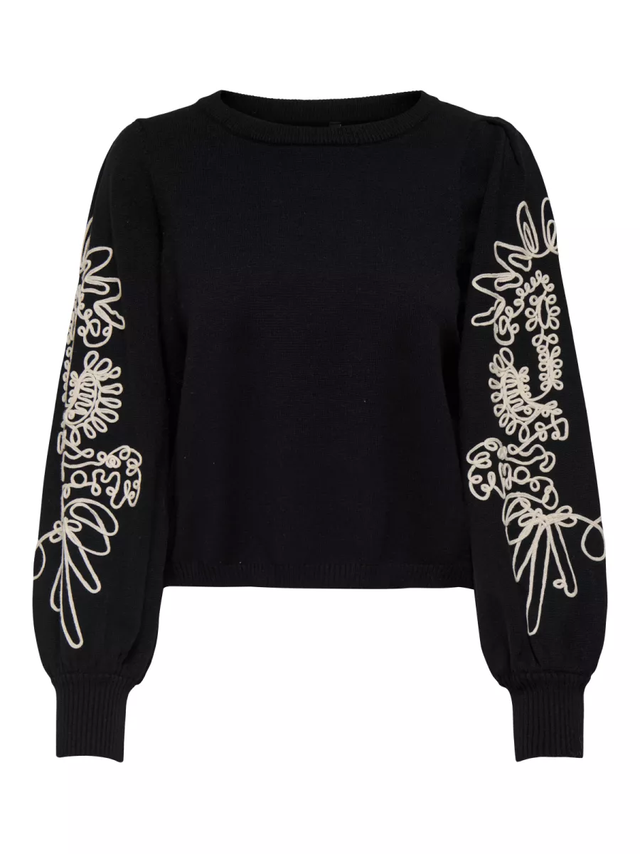 ONLY-ONLMAGNOLIA LS DETAIL LONG PULLOVER-15367757-Black-BLACK