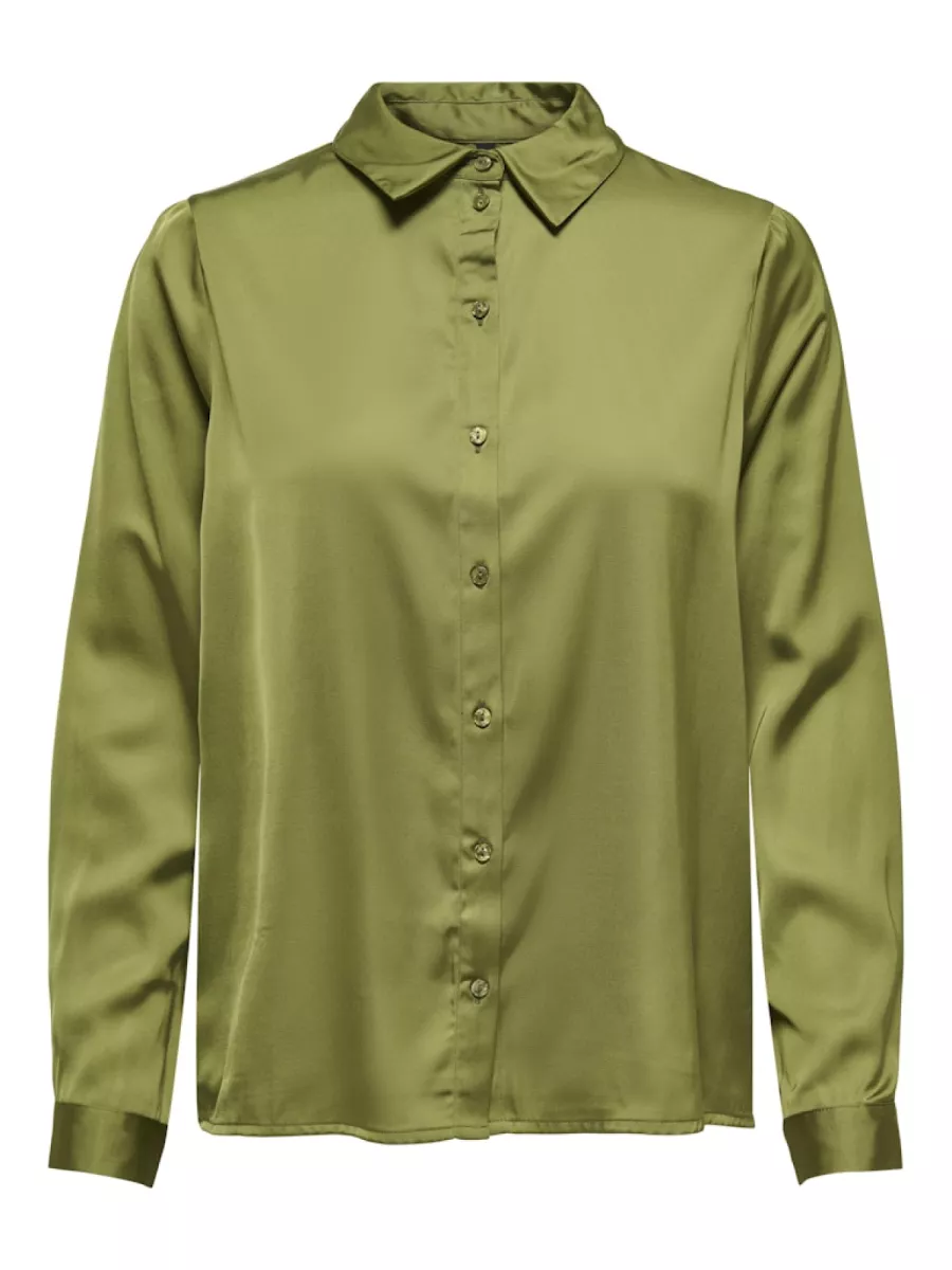 ONLY-ONLMIKA VIS SATIN L/S SHIRT WVN-15361190-Peat Moss-MOSGROEN