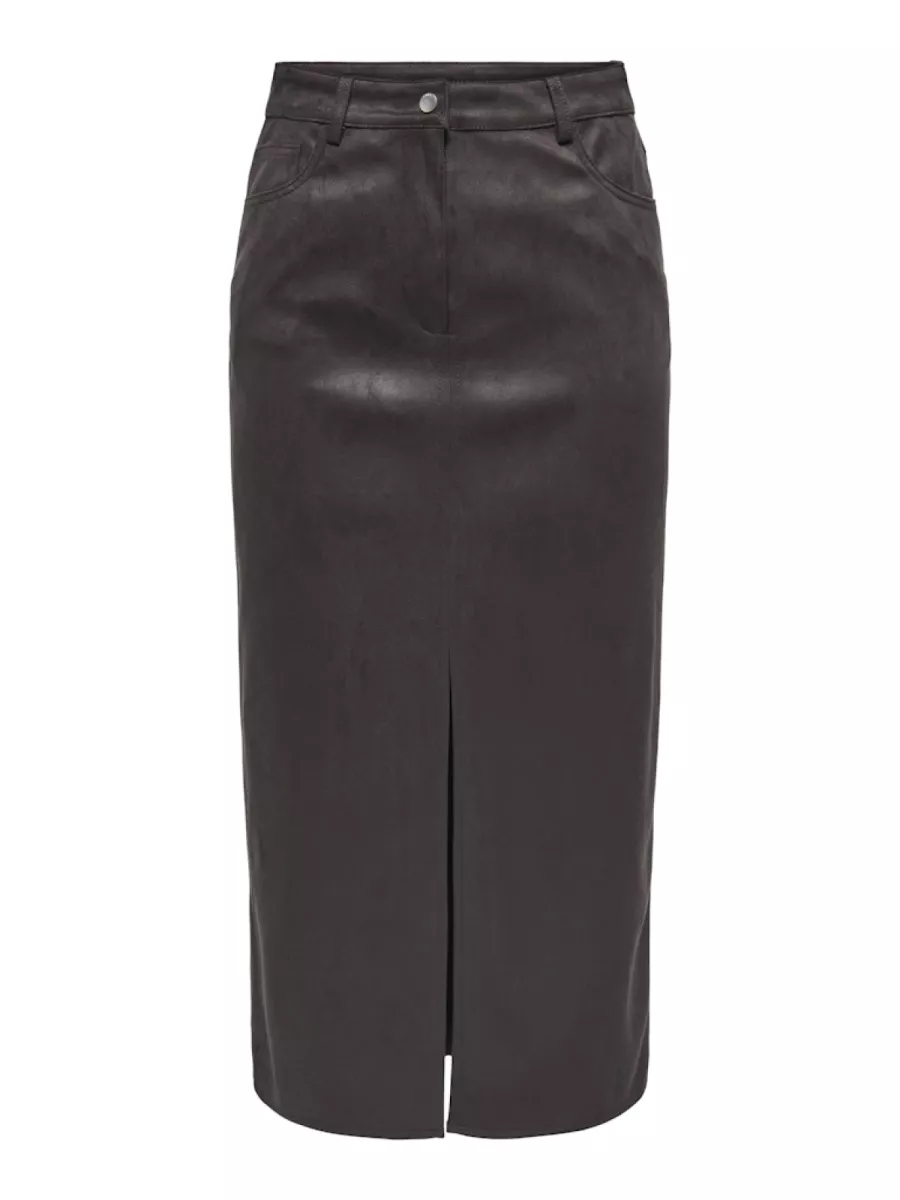 ONLY-ONLNALA LIFE FAUX SUEDE SLIT SKIRT-15356935-Mole-BRUIN