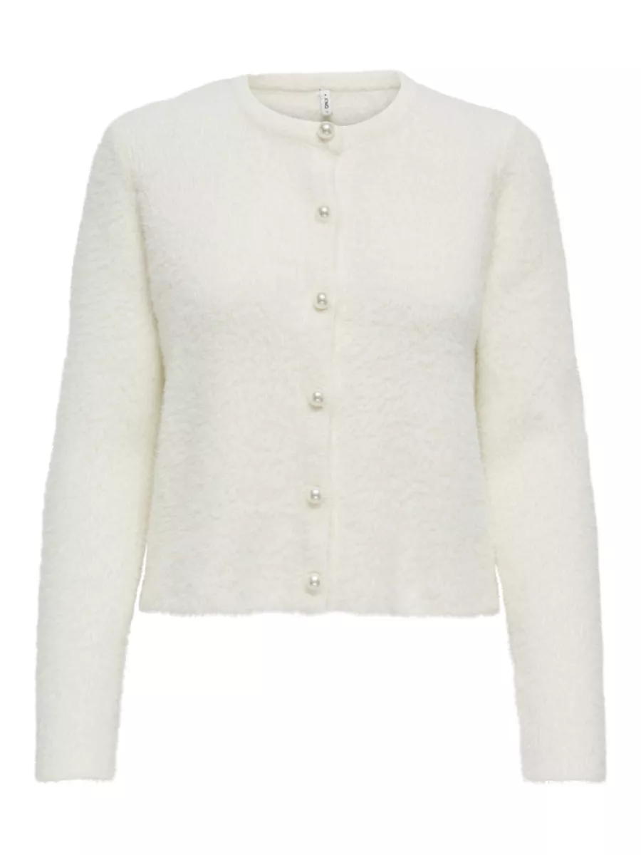 ONLY-ONLPETRA LS PEARL O-NECK CARDI CC K-15350655-Cloud Dancer-CREME