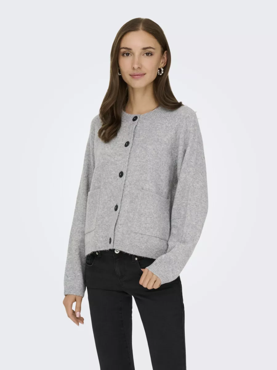 ONLY-ONLPIEMONTE L/S CARDIGAN KNT NOOS-15344118-Light Grey Melange-LICHT-/PAREL GRIJS