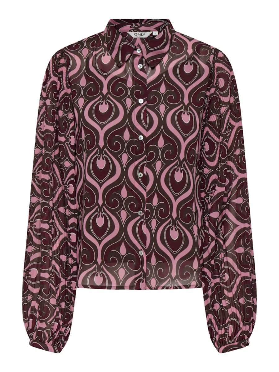 ONLY-ONLSTAR LIFE L/S PLISSE SHIRT WVN-15333689-Zinfandel-BRUIN COMBINATIES