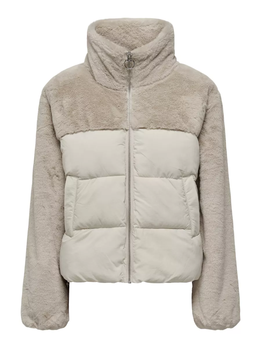 ONLY-ONLWANJA FUR PUFFER MIX JACKET CC O-15292945-Moonbeam-ECRU