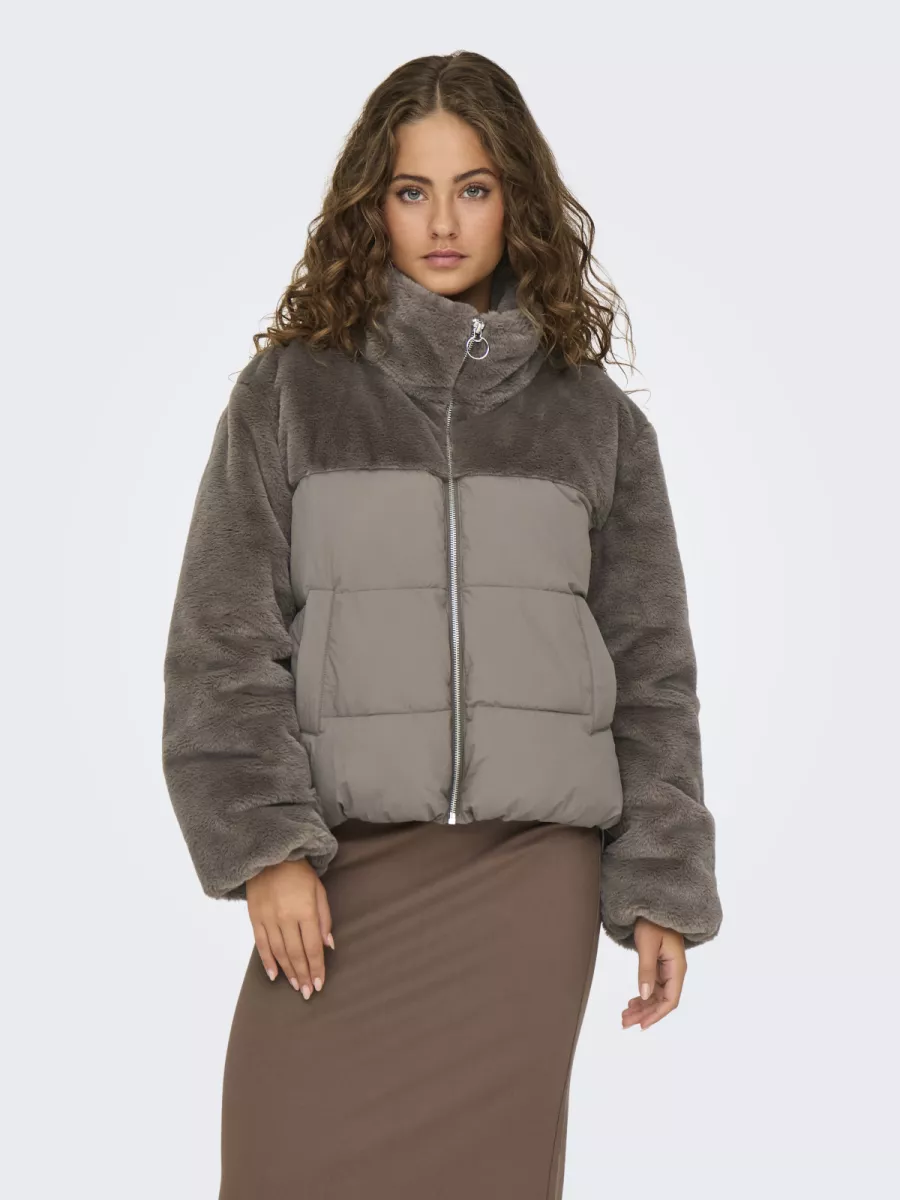 ONLY-ONLWANJA FUR PUFFER MIX JACKET CC O-15292945-Walnut-BRUIN