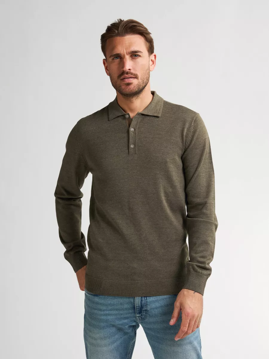 PETROL INDUSTRIES-Men Knitwear Polo-M-3050-KWC204-6174 Mossy stone-STONE