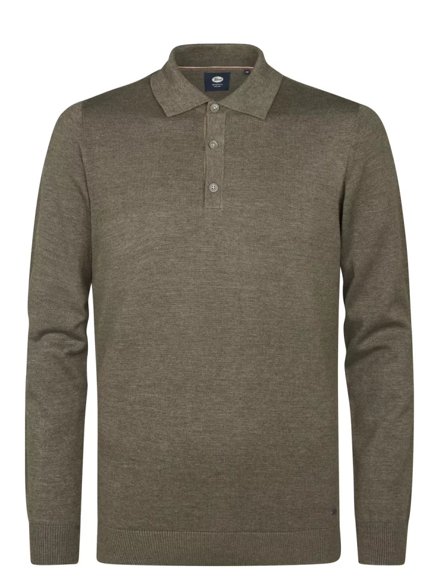 PETROL INDUSTRIES-Men Knitwear Polo-M-3050-KWC204-6174 Mossy stone-STONE
