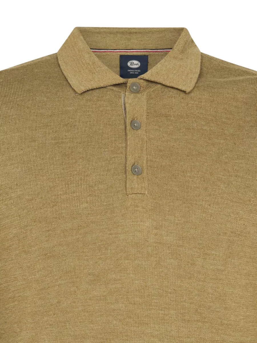 PETROL INDUSTRIES-Men Knitwear Polo-M-3050-KWC204-7146 Tan-LICHT BRUIN