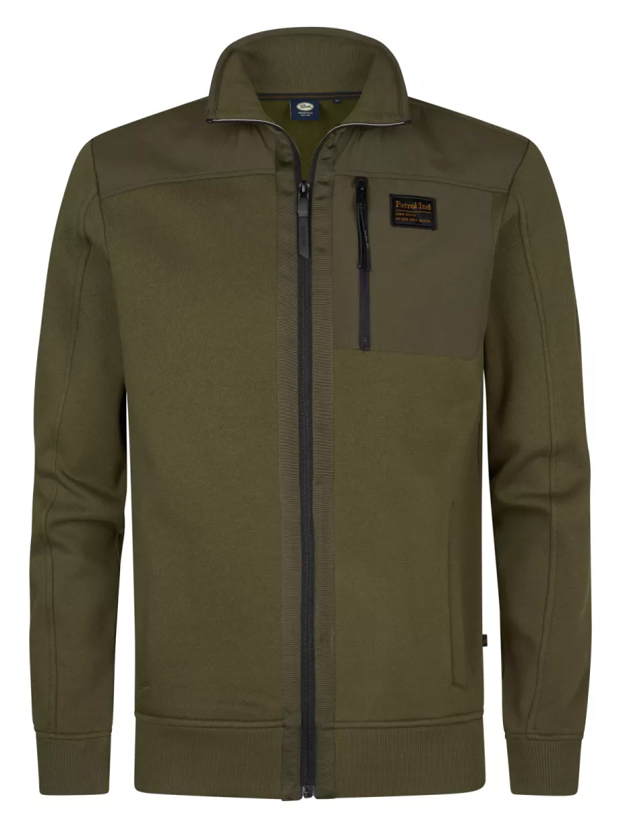 PETROL INDUSTRIES-Men Sweater Collar Zip-M-3050-SWC323-6088 Army green-LEGERGROEN