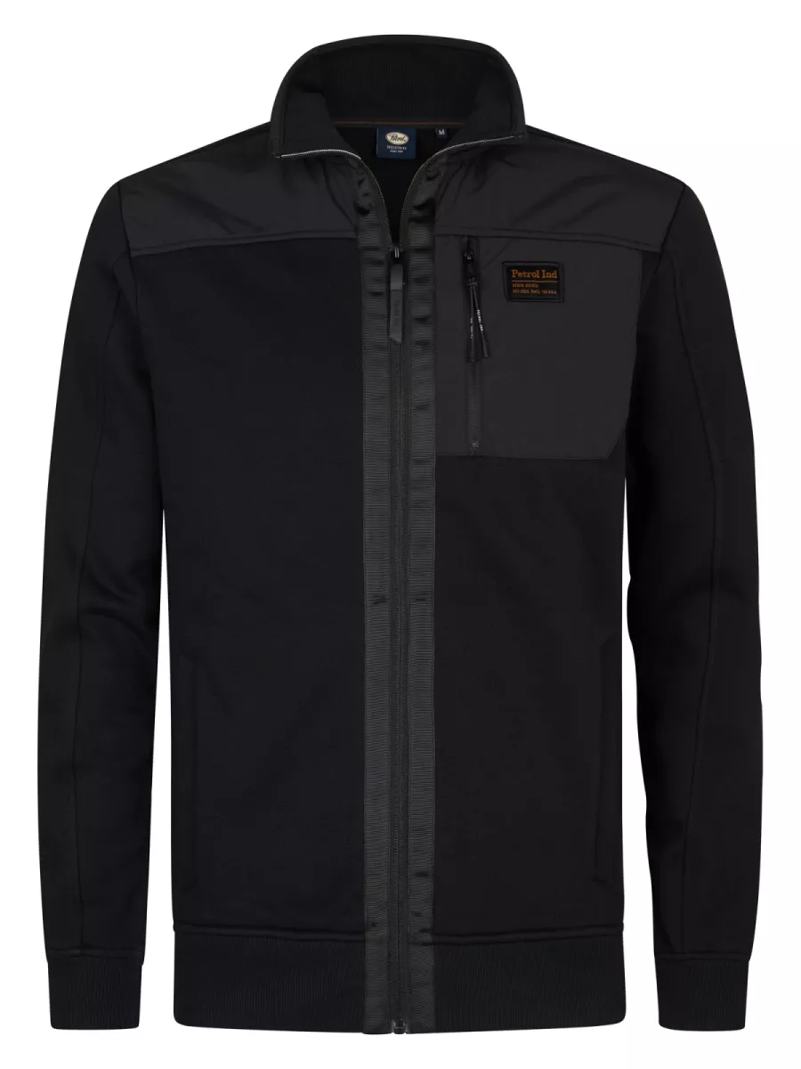 PETROL INDUSTRIES-Men Sweater Collar Zip-M-3050-SWC323-9111 Deep black-ZWART