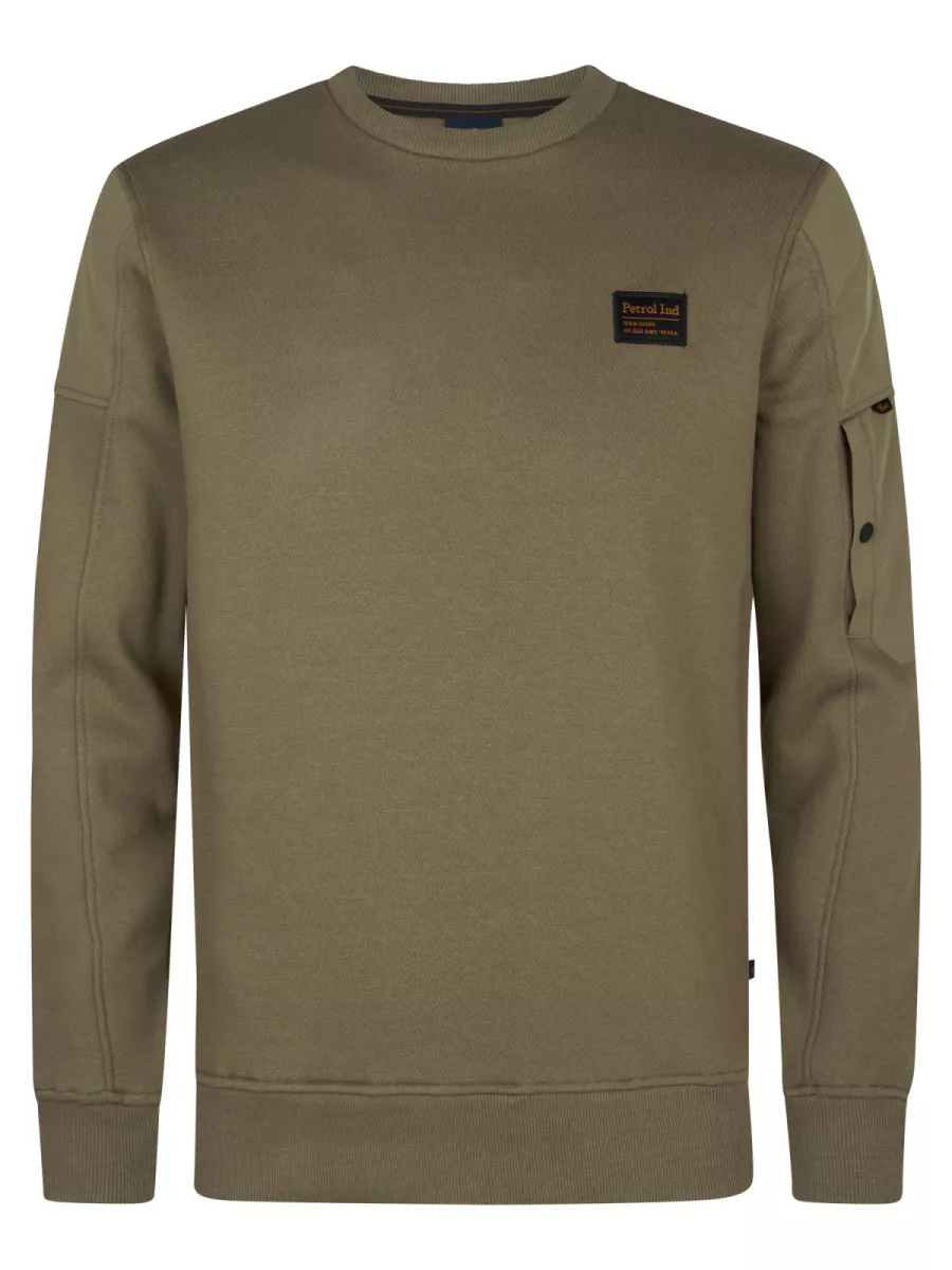 PETROL INDUSTRIES-Men Sweater Round Neck-M-3050-SWR322-6174 Mossy stone-STONE
