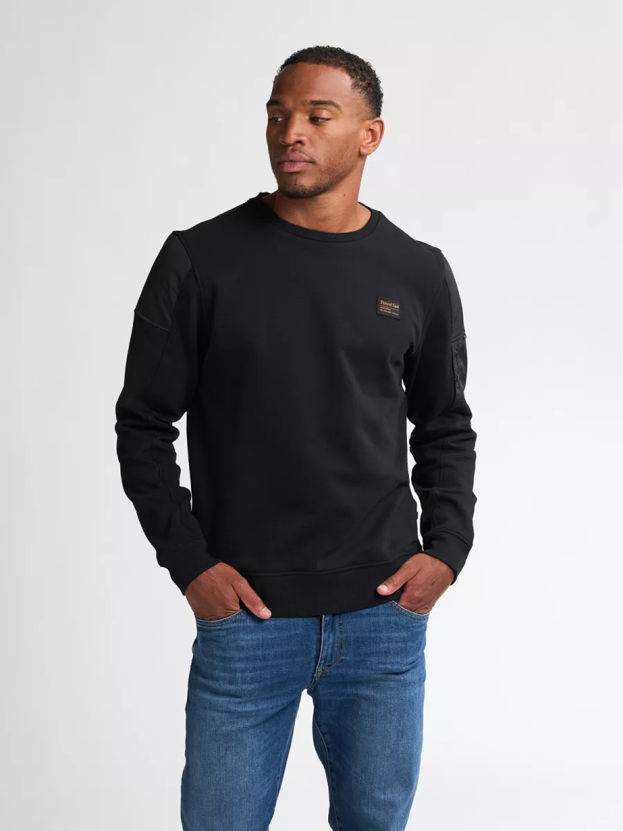 PETROL INDUSTRIES-Men Sweater Round Neck-M-3050-SWR322-9111 Deep black-ZWART
