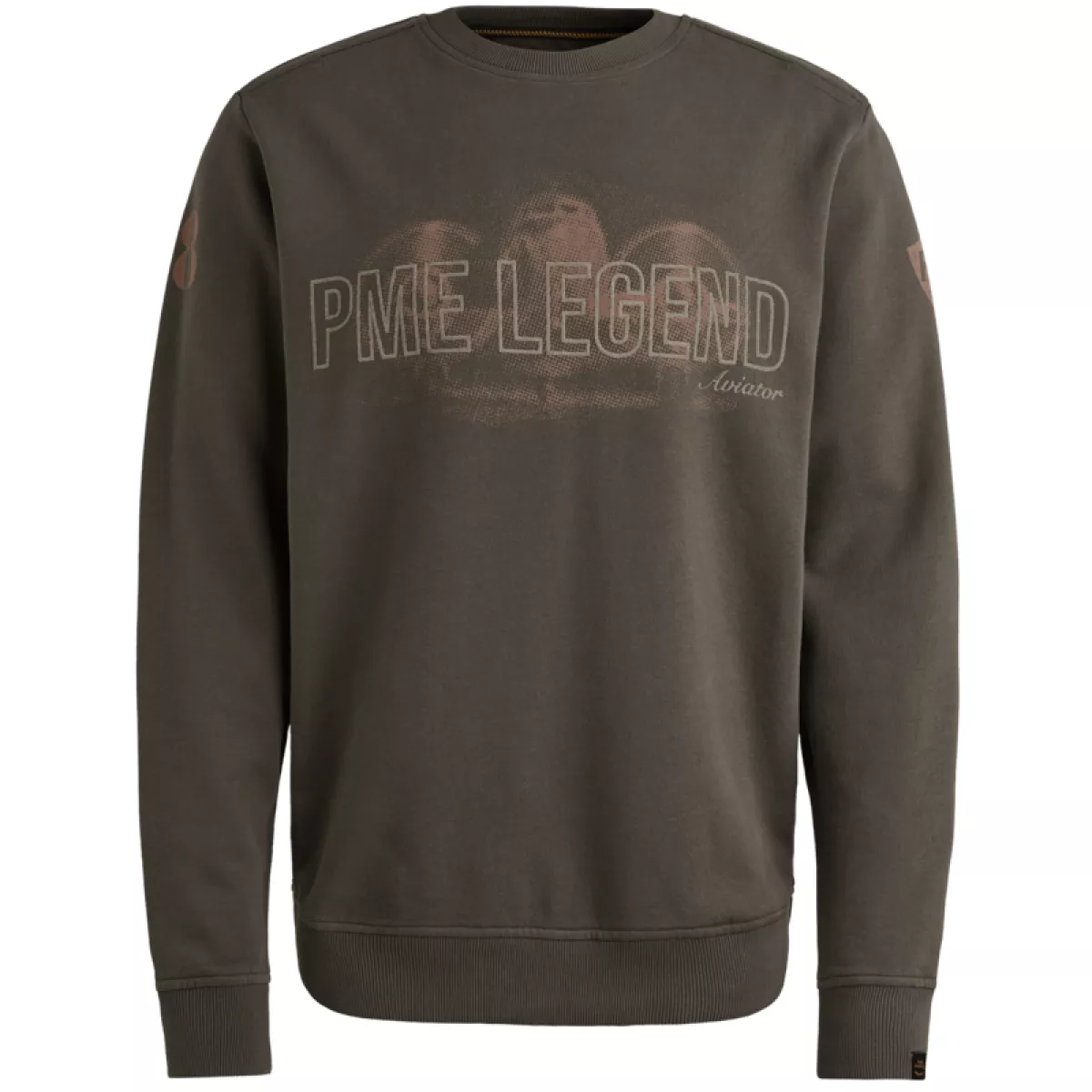 PME LEGEND-Crewneck chest print-PSW2509460-8039 Beluga-BRUIN