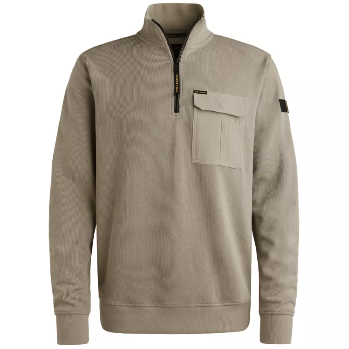 PME LEGEND-Half zip collar knit look jersey-PSW2509457-8011 Seneca rock-BEIGE
