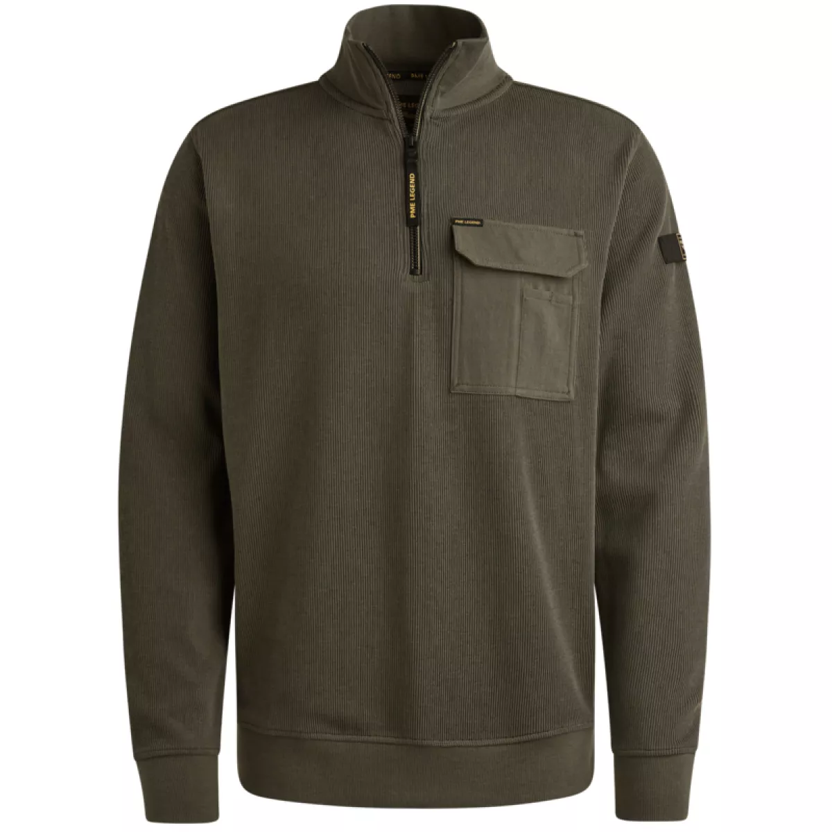 PME LEGEND-Half zip collar knit look jersey-PSW2509457-8039 Beluga-BRUIN