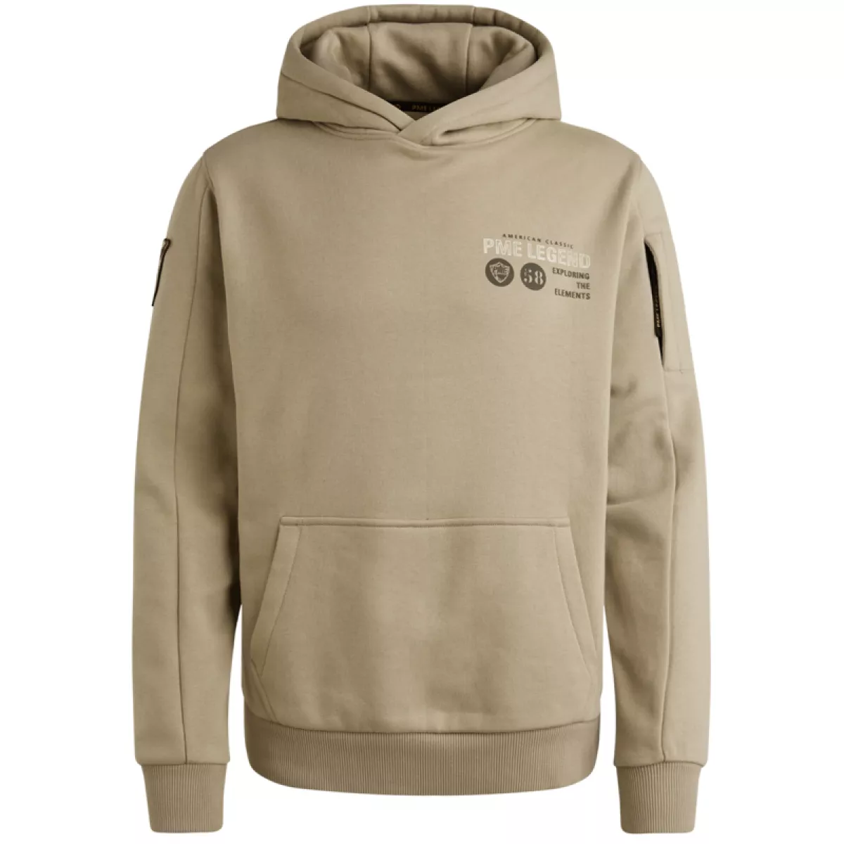 PME LEGEND-Hooded 3t cross fleece-PSW2509450-8011 Seneca rock-BEIGE