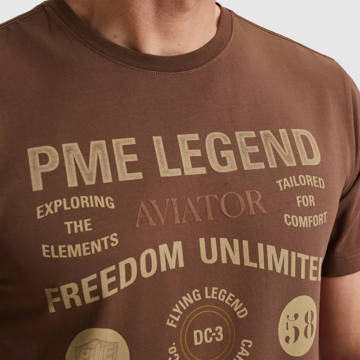 PME LEGEND-Short sleeve r-neck cotton elastan-PTSS2509566-8203 Marron-BORDEAUX