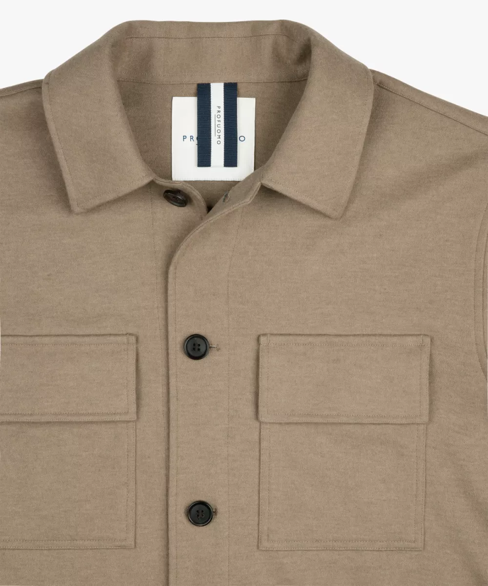Profuomo-Overshirt cutaway beige-PPWF30002B-F Beige-BEIGE