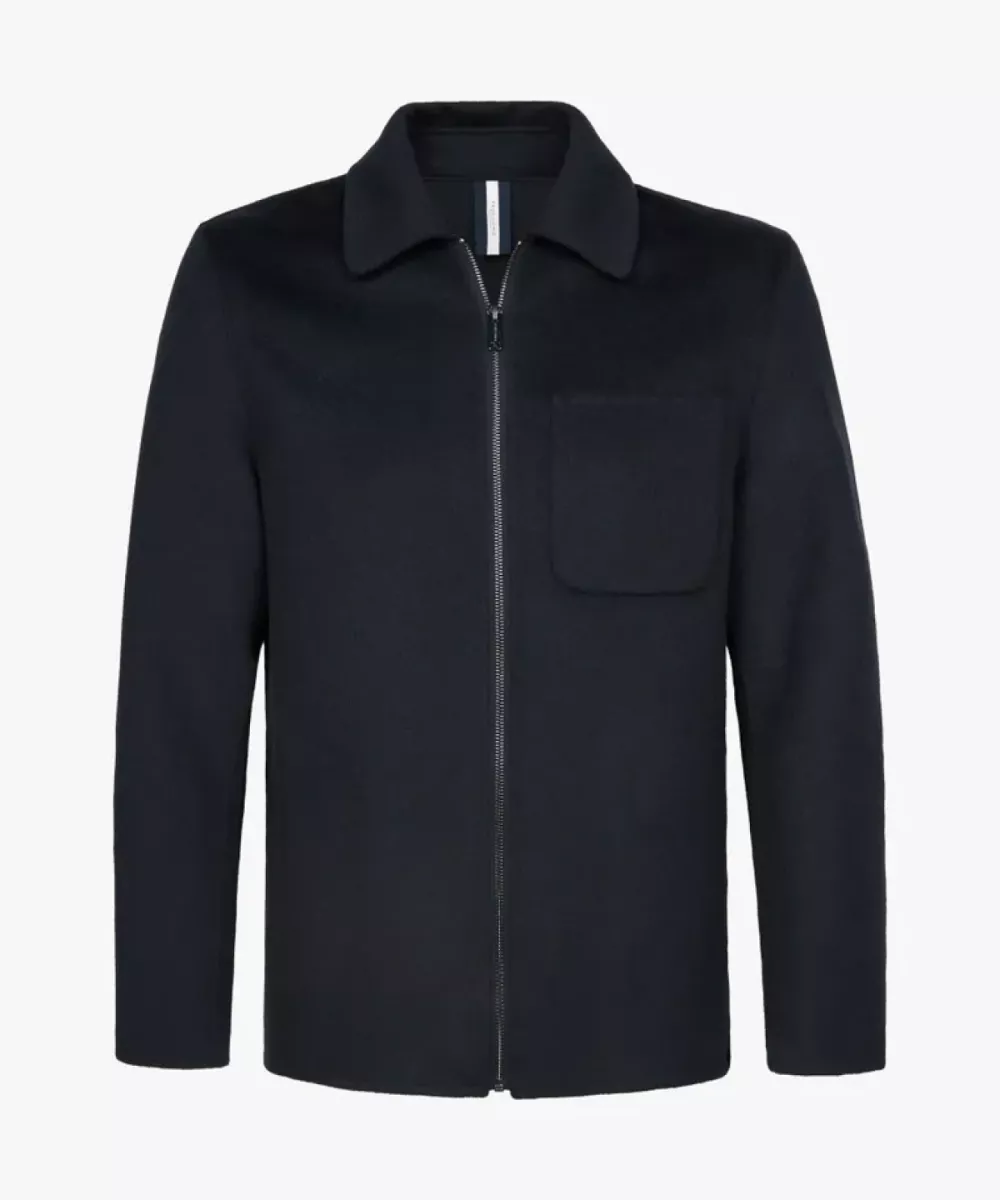 Profuomo-Overshirt wool zipper-PPWF30013B-P Navy-NAVY