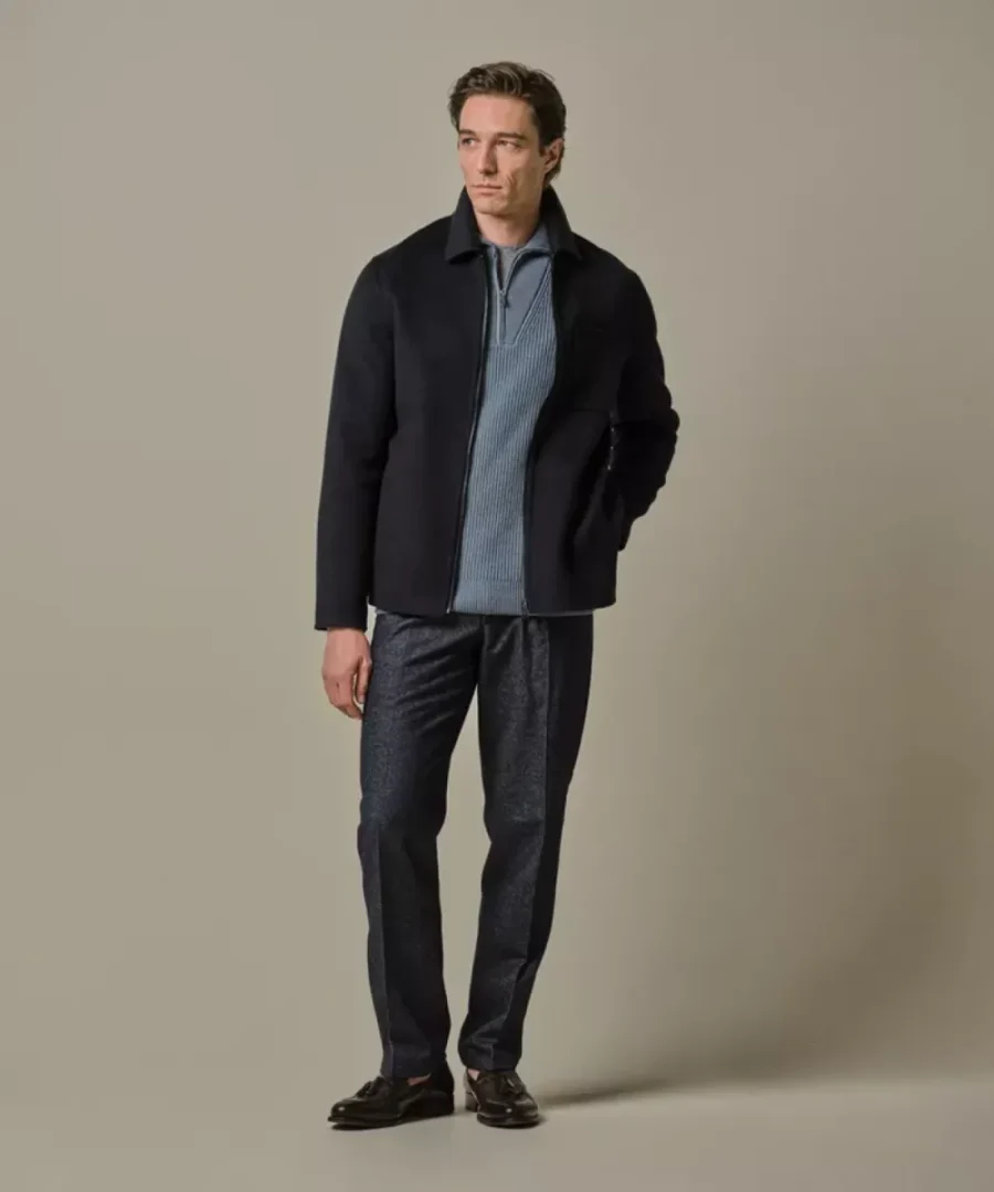 Profuomo-Overshirt wool zipper-PPWF30013B-P Navy-NAVY