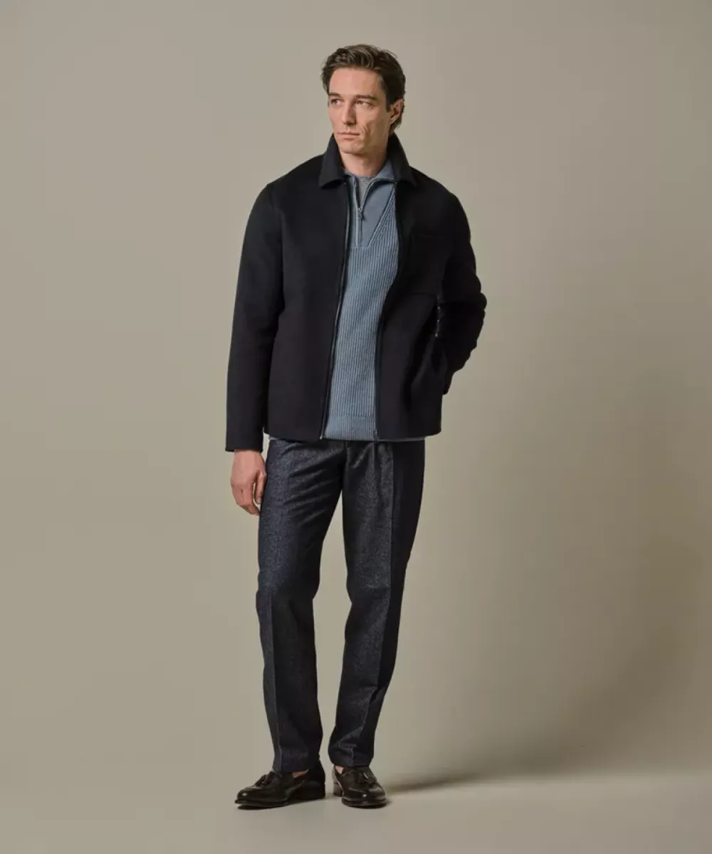 Profuomo-Overshirt wool zipper-PPWF30013B-P Navy-NAVY