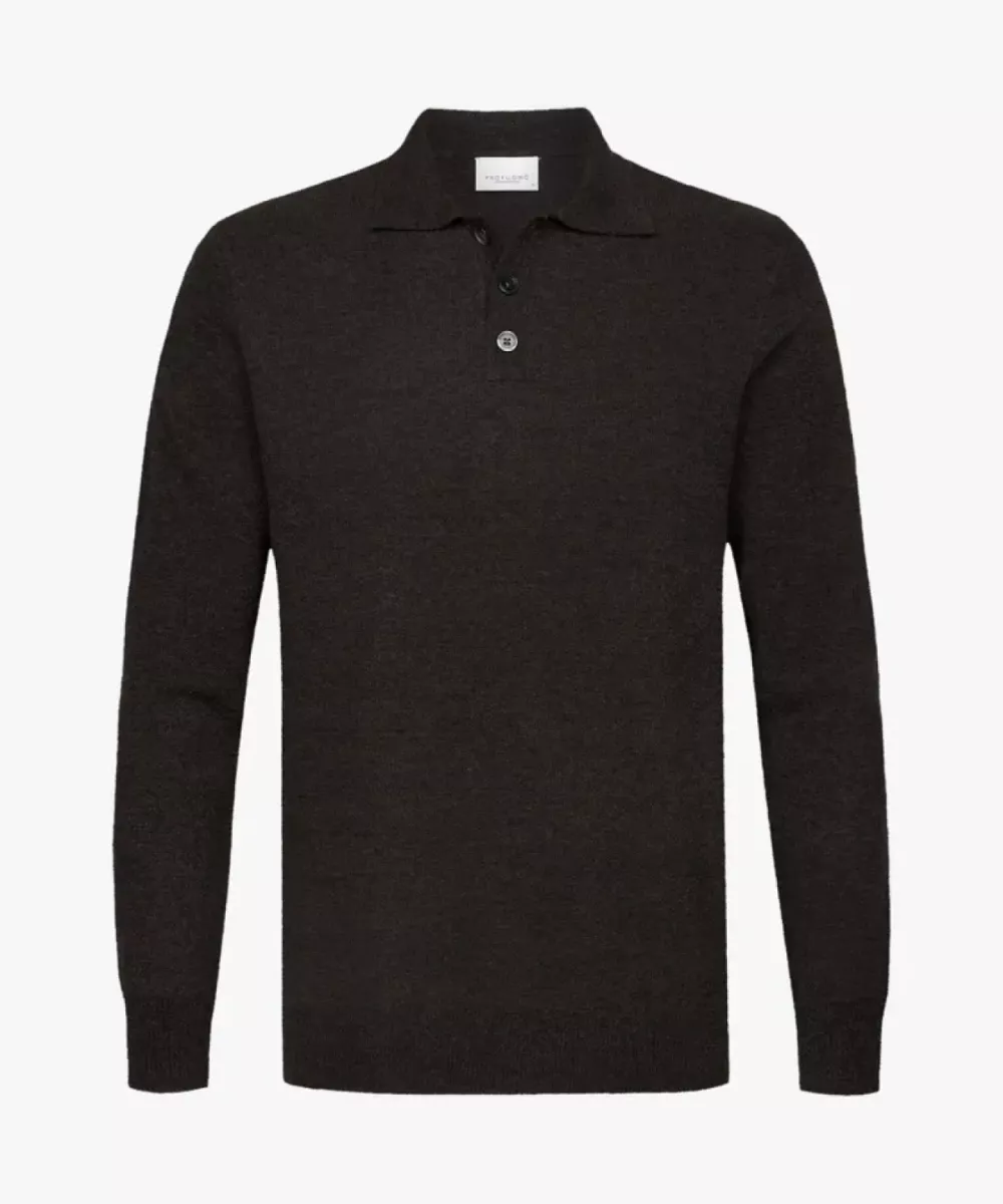 Profuomo-Polo ls-PPWJ30033C-H2 Dark brown-DONKER BRUIN