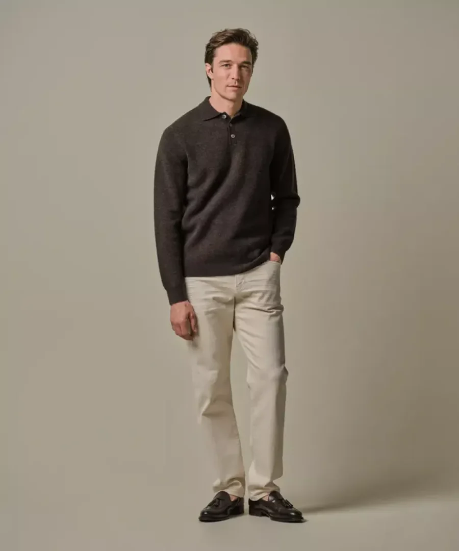 Profuomo-Polo ls-PPWJ30033C-H2 Dark brown-DONKER BRUIN