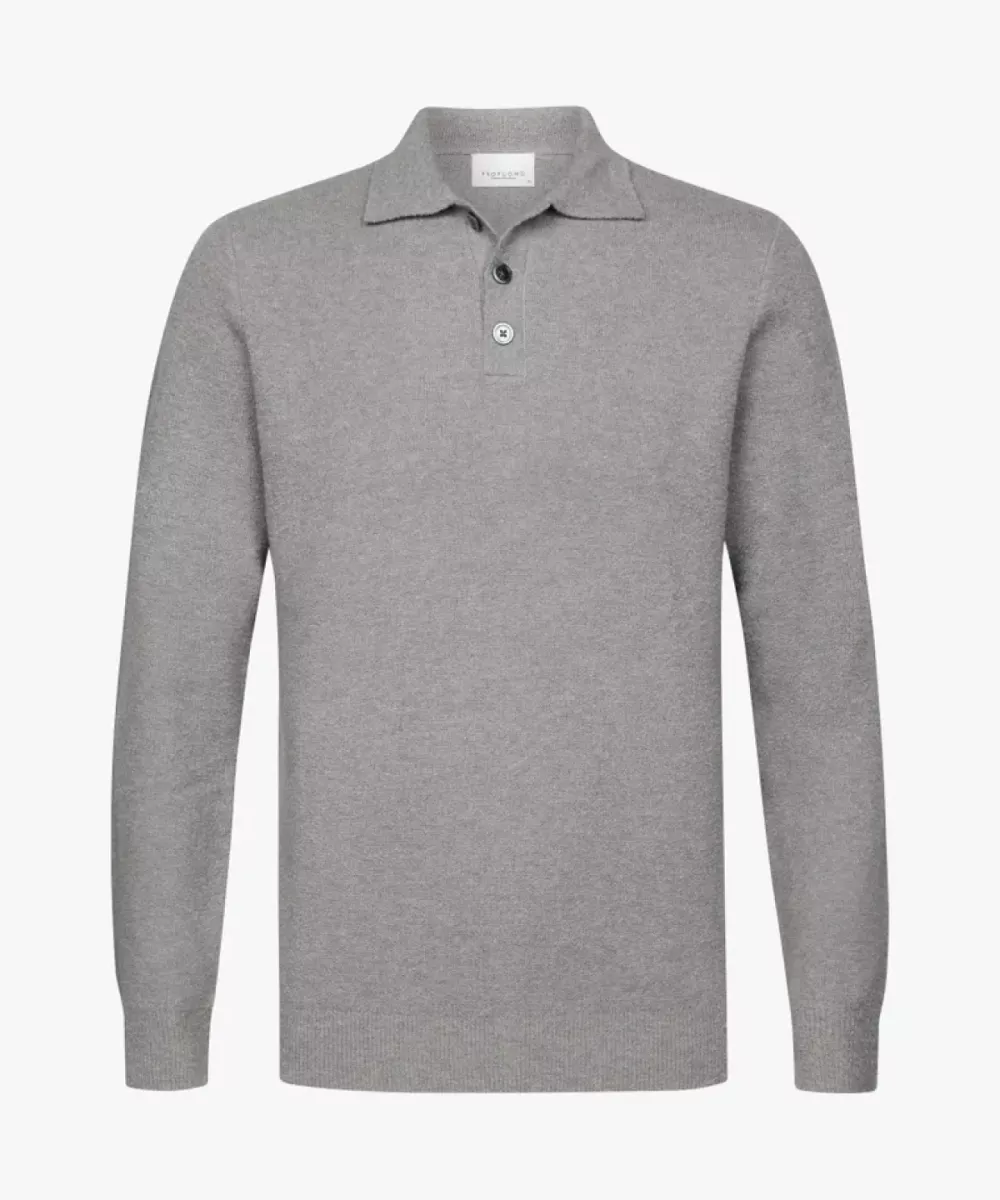 Profuomo-Polo ls-PPWJ30033D-C2 Mid grey-GRIJS