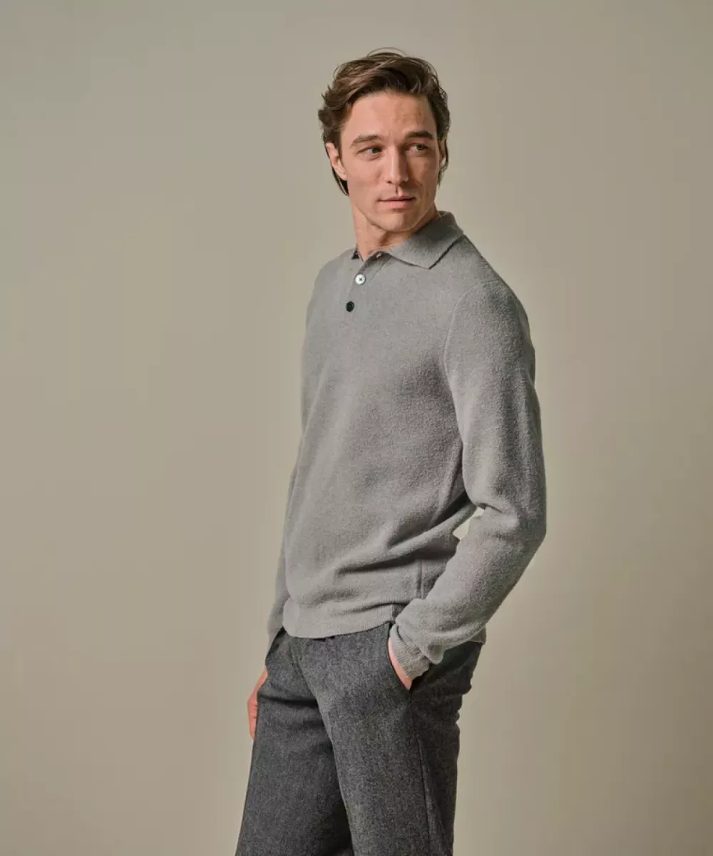 Profuomo-Polo ls-PPWJ30033D-C2 Mid grey-GRIJS