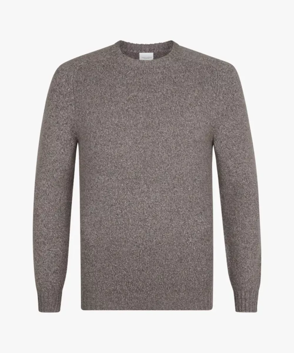 Profuomo-Pullover crew neck-PPWJ30037B-H1 Light brown-LICHT BRUIN