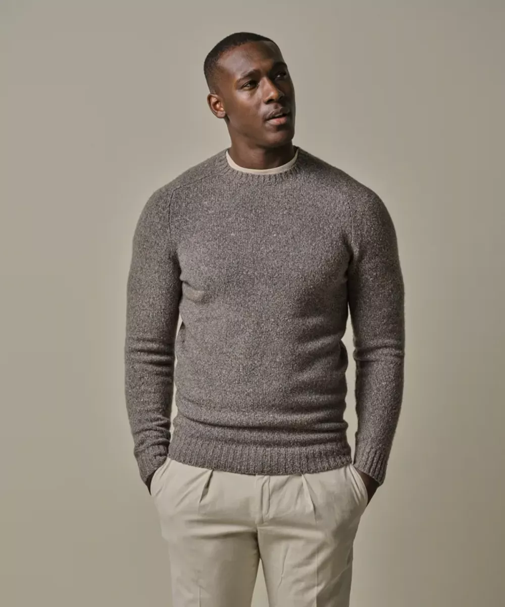 Profuomo-Pullover crew neck-PPWJ30037B-H1 Light brown-LICHT BRUIN
