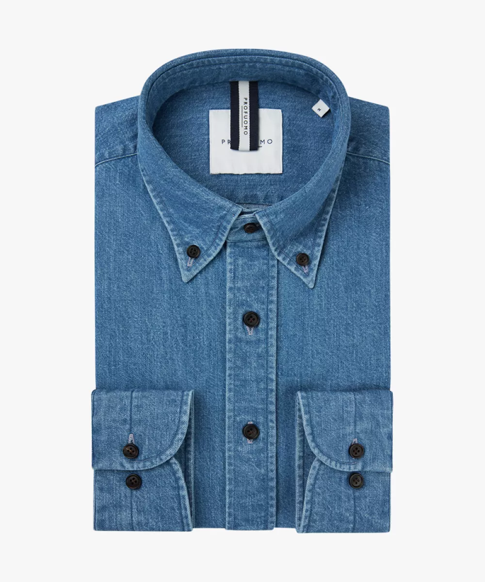 Profuomo-Shirt button down rlx-PPWH30054A-M Blue-BLAUW