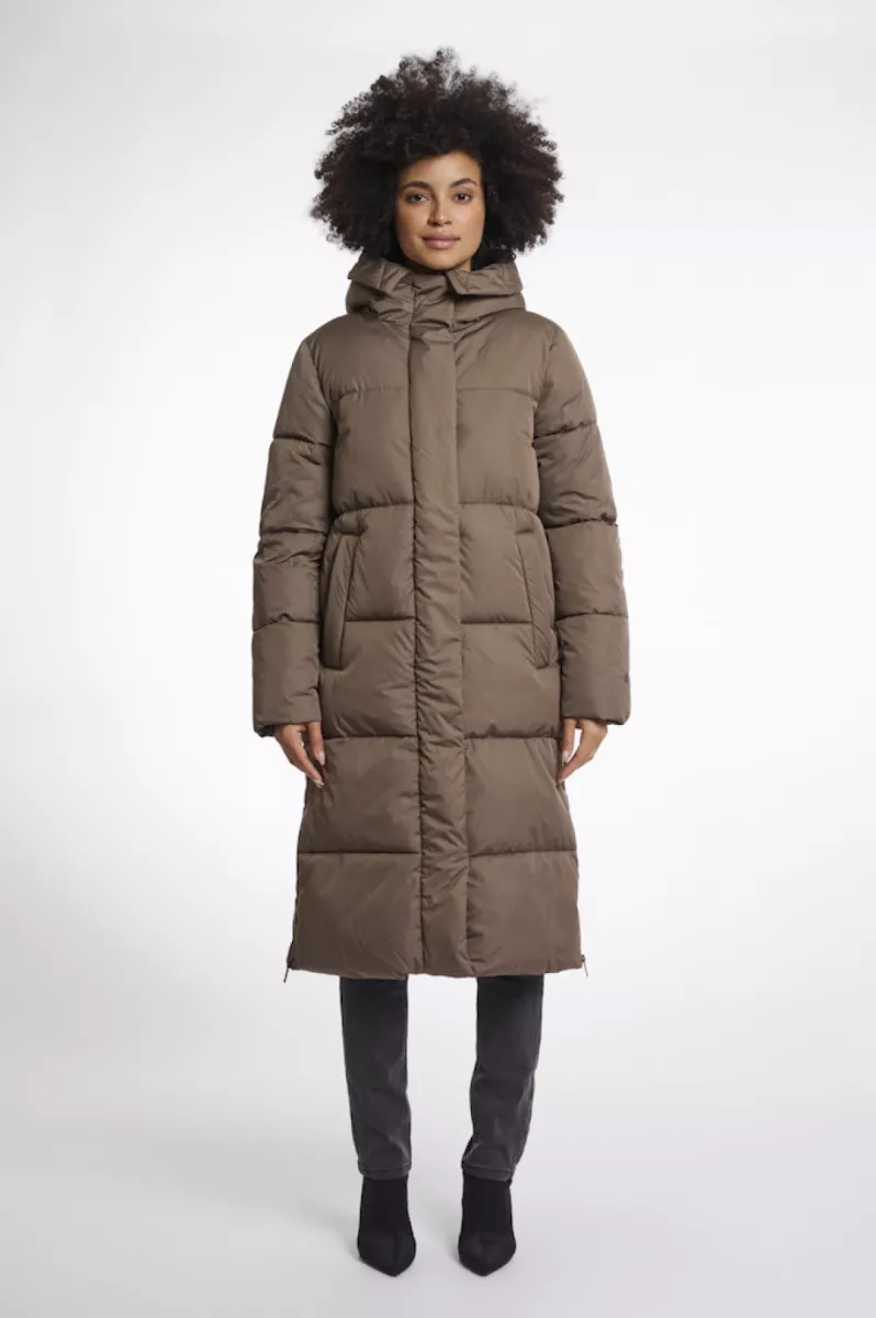 RINO & PELLE-Long hooded padded coat-Tessa.7002512-Dark toffee-DONKER BRUIN