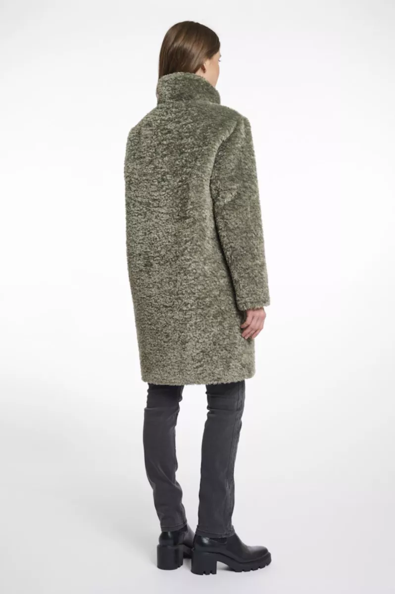RINO & PELLE-Mid Long Teddy Coat-Ena.7002512-Green ash-GROEN