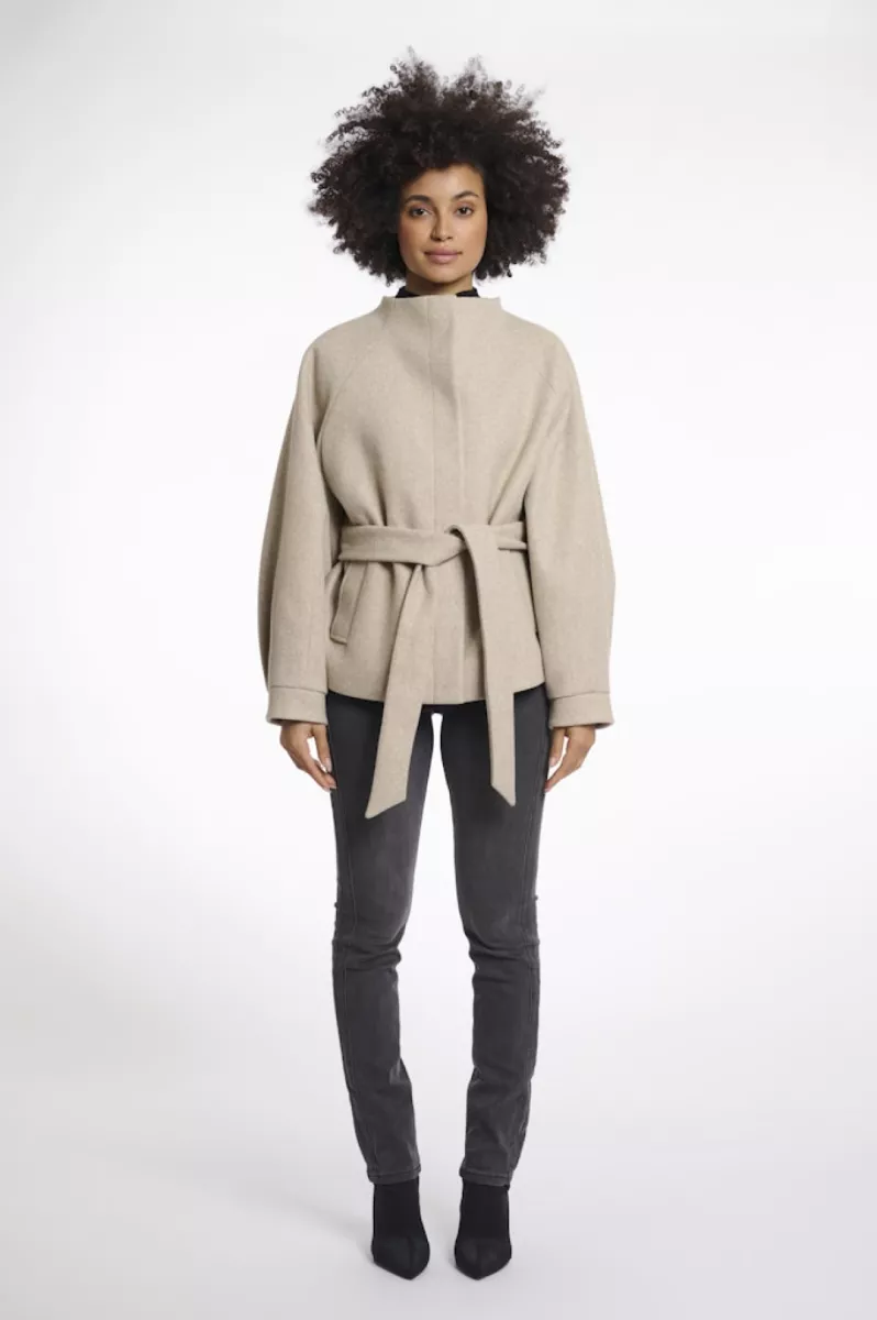 RINO & PELLE-Short Coat With Collar-Cornelia.7002511-Birch Melange-CREME