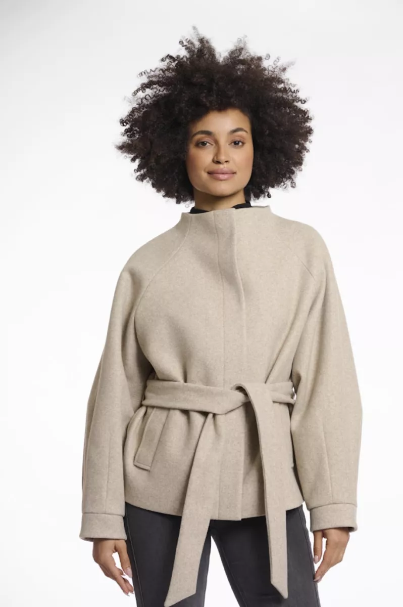 RINO & PELLE-Short Coat With Collar-Cornelia.7002511-Birch Melange-CREME