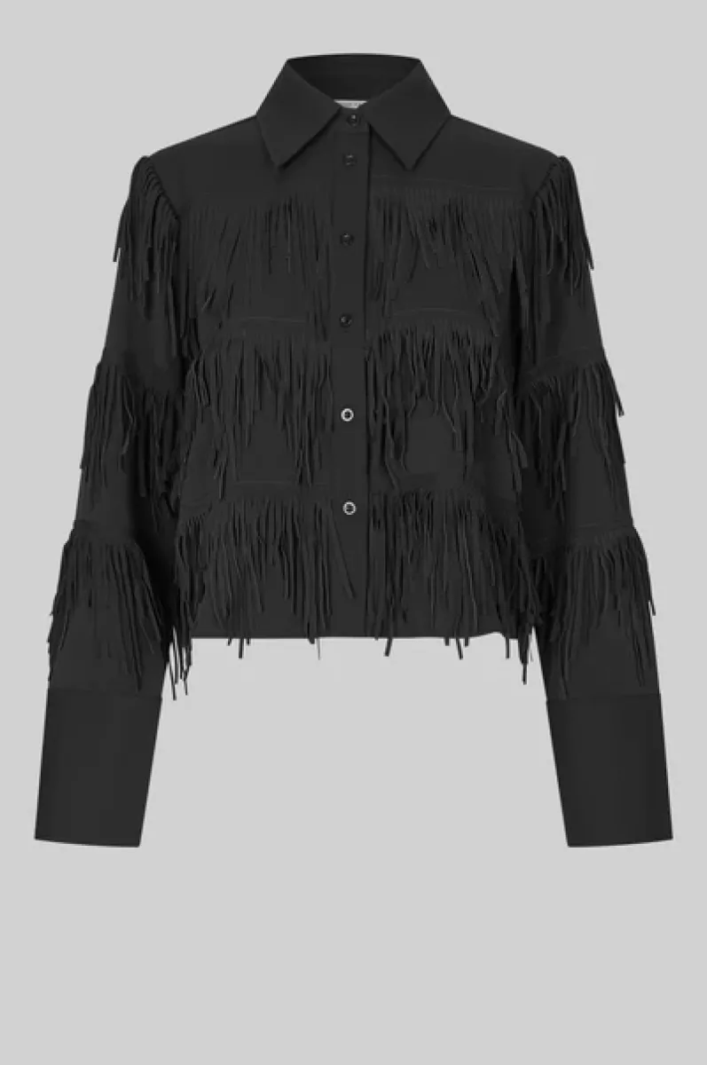 Second Female-Blouse LM-Dancing Cropped Shirt-8001 Black-ZWART