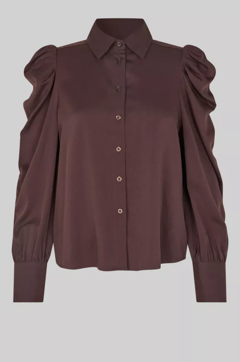 Second Female-Blouse LM-Samantha Shirt-6021 Chocolate Plu-CHOCOLADE