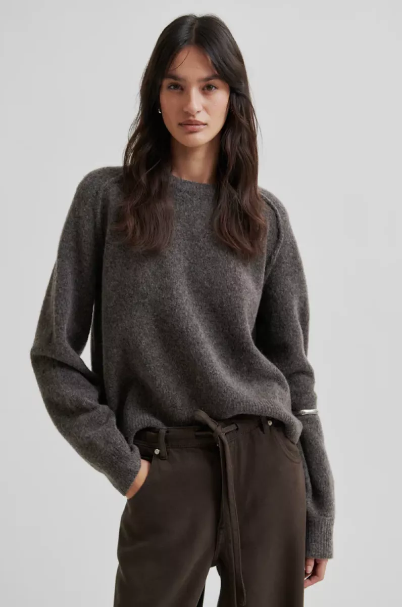 Second Female-Pullover-Banja Knit Raglan O-neck-6103 Delicioso-BRUIN