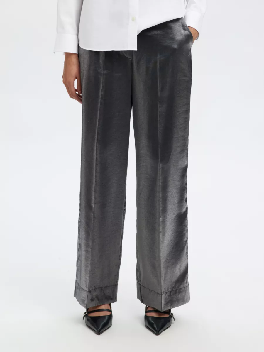 Selected Femme-SLFMARGOT MW WIDE PANT B-16098528-Black-BLACK