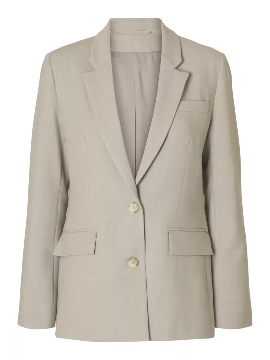 Selected Femme-SLFRITA LS CLASSIC BLAZER MEL NOOS-16094203-Island Fossil-BEIGE