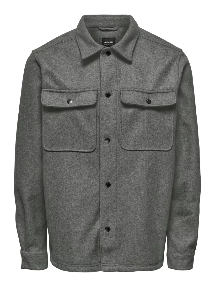 SONS-ONSASH OVR WOOLEN LOOK PKT LS SHIRT-22023564-Castor gray-GRIJS