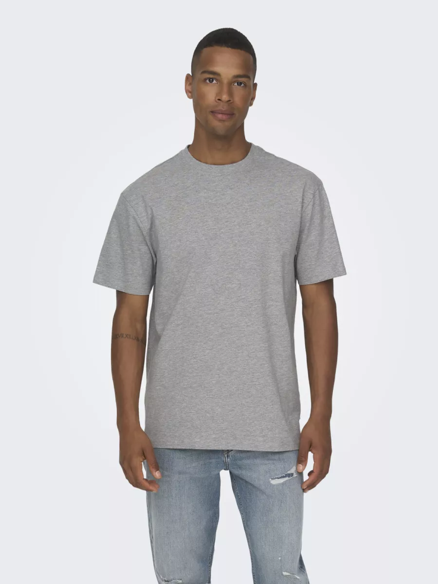SONS-ONSFRED LIFE RLX SS TEE NOOS-22022532-Light grey melange-LICHT-/PAREL GRIJS
