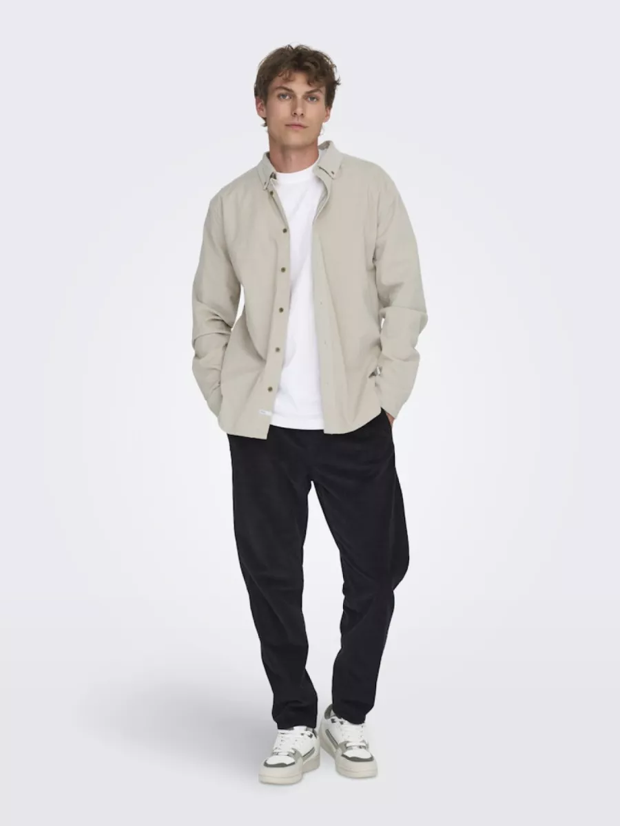 SONS-ONSMICHAEL 18W REG CORD STRETCH LS-22029764-Silver lining-ZILVER GRIJS