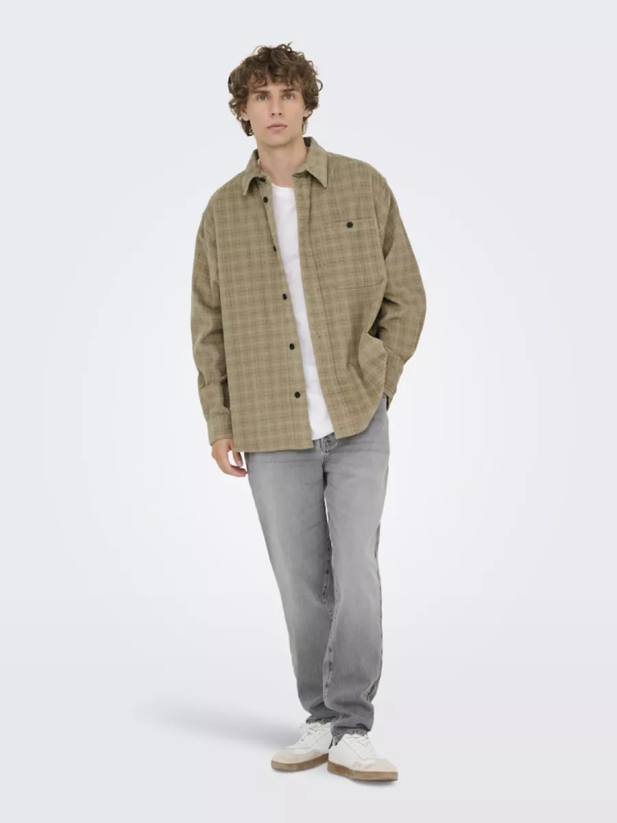 SONS-ONSWALEED CORDUROY OVERSHIRT 0345-22034467-Chinchilla-BRUIN