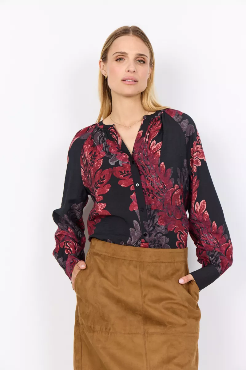 SOYA CONCEPTS-Blouse LM-Vaike 1-4780-ROOD COMBINATIES